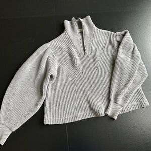 COPY - Cropped Puff Sleeve Half Zip Women's Sweater Retrod GUC Grey US XS